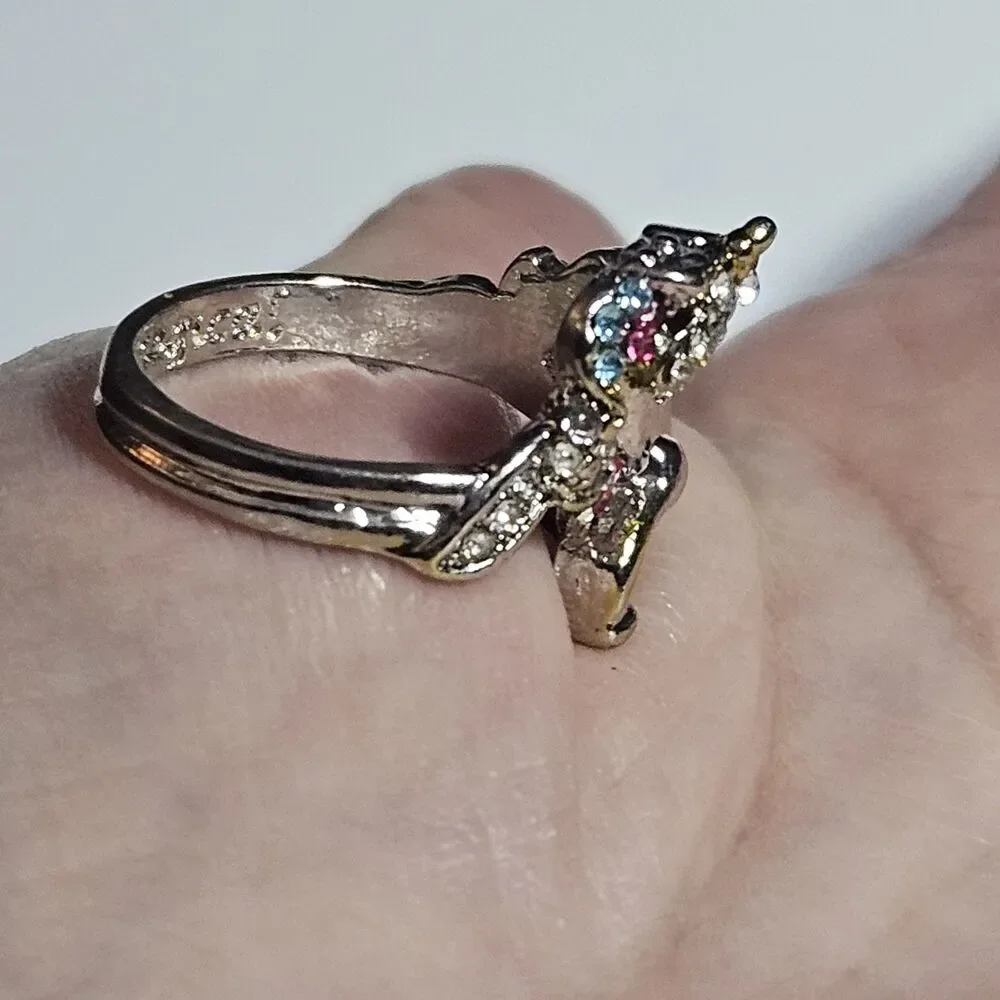 Silver Tone Unicorn You Are Magical Pastel Rhinestone Ring Size 6
